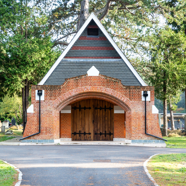 Brookwood Cemetery Chapel exterior, face on.