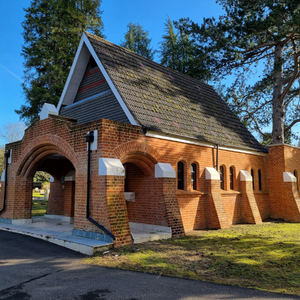 Brookwood Cemetery Chapel exterior, side on.