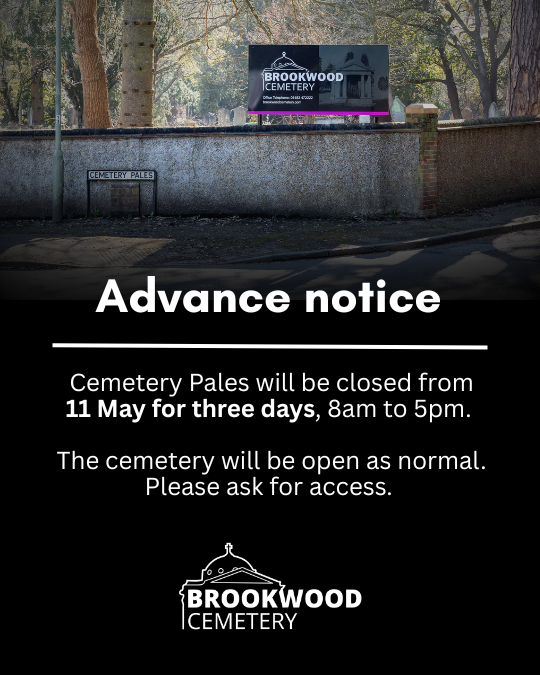 Cemetery Pales will be closed for three days from 11 May for roadworks.