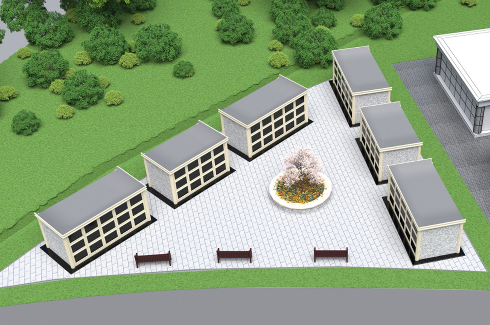 Computer generated image of new community mausoleum development.